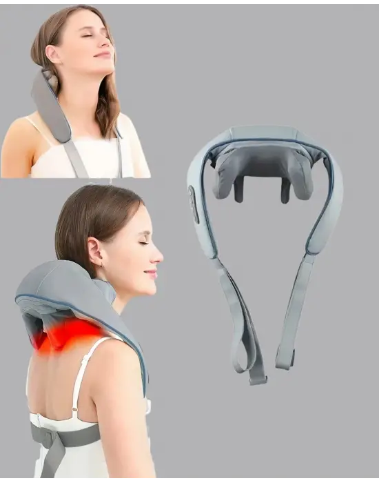 Titreşimli Boyun Masaj Cihazı Isı Terapili Şarjlı Vnb-01 Ergonomik U Tasarım