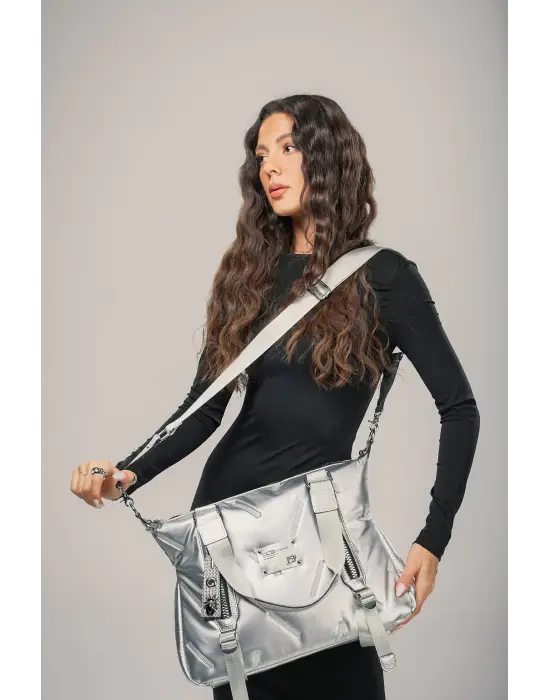 Gri Cilt Omuz Ve Kol Çantası Kadın Aksesuar