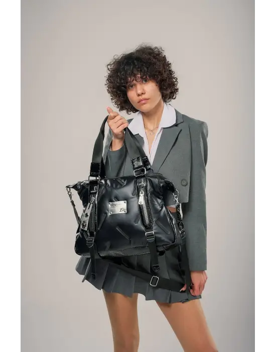 Siyah Cilt Omuz Ve Kol Çantası Kadın Aksesuar