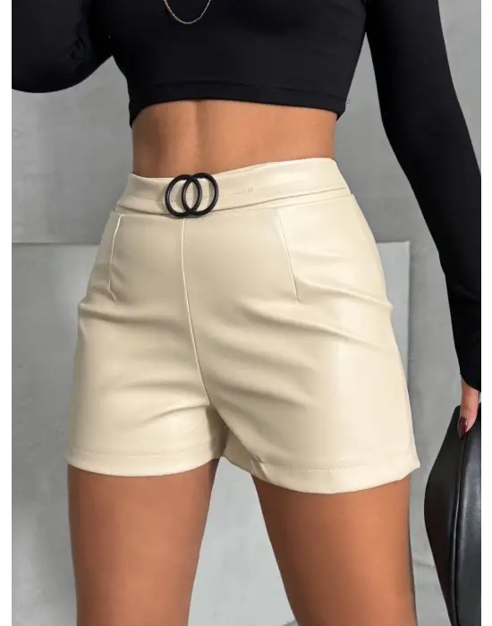 Tokalı deri şort h24444