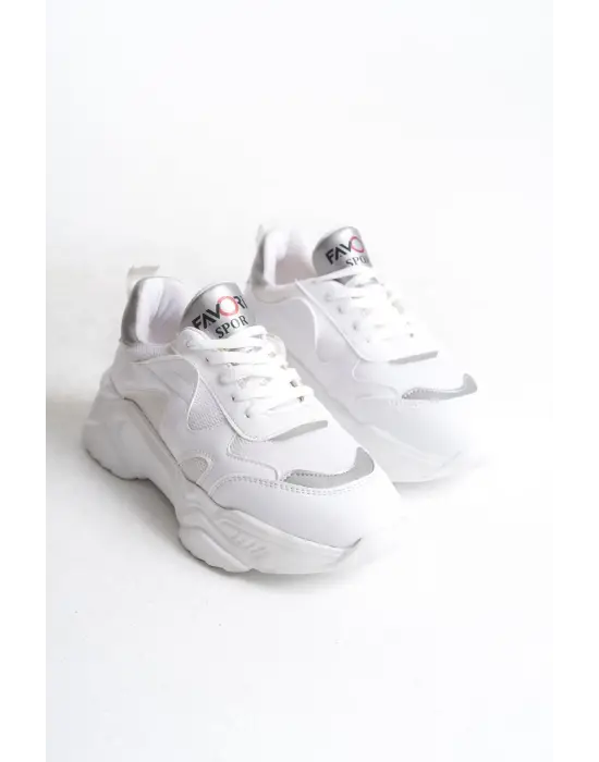 Sportif Bağcıklı Bayan Ayakkabı Tabaan Triko Detaylı