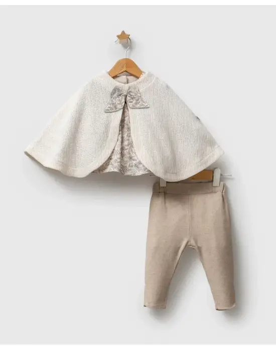 Tongs Baby Trikolu Çiçek Pançolu 3lü Takım 8024 Ekru