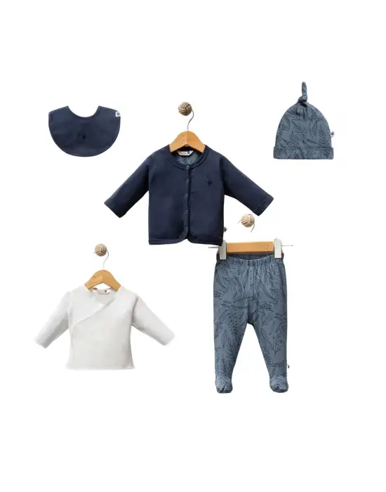 Omarı Yumuşak Pamuklu Bebek Takımı NAVY