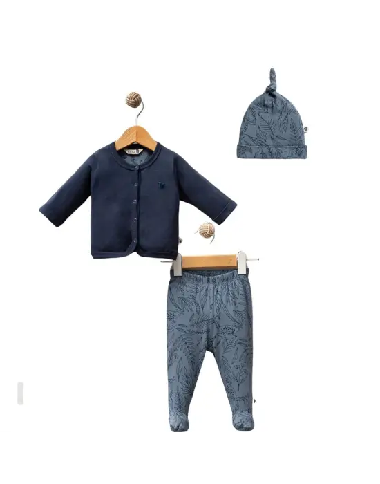 Omarı Yumuşak Pamuklu Bebek Takımı NAVY