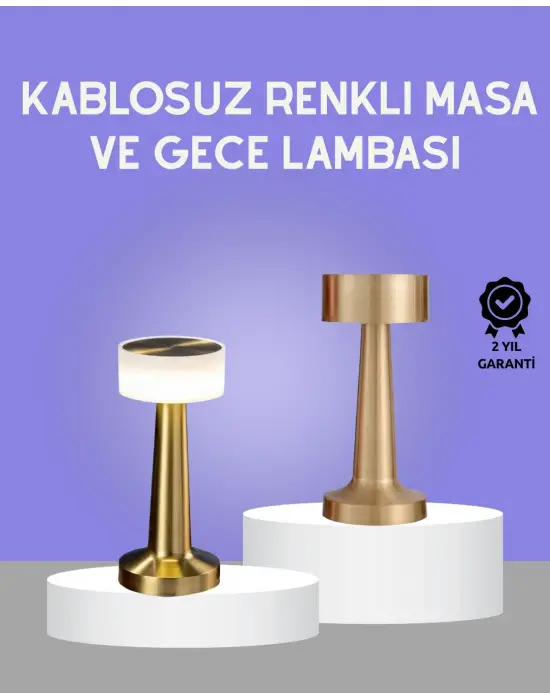 Touch Gece Lambası – Dokunmatik Kontrol, Kablosuz Kullanım, Metal Gövde