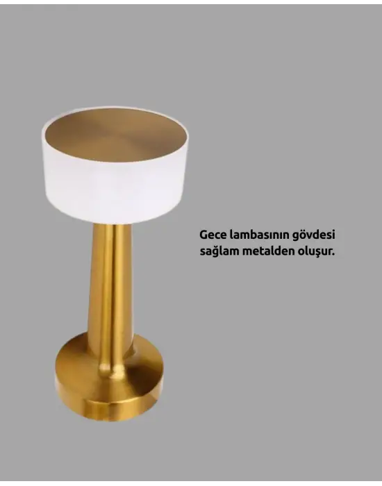Touch Gece Lambası – Dokunmatik Kontrol, Kablosuz Kullanım, Metal Gövde