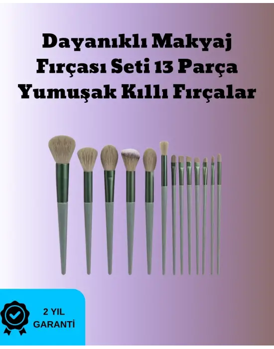 Toz Ve Krem Ürünler İçin Güçlü Tutucu Yumuşak Kıllı Makyaj Fırça Takımı 13 Parça