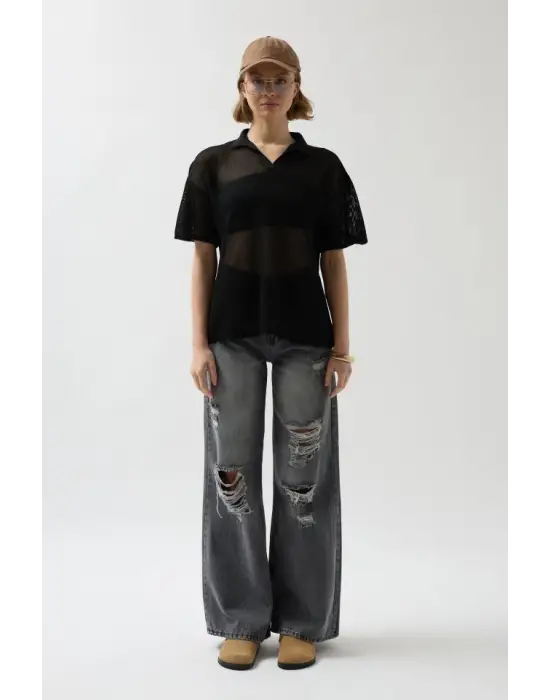 Omarı Şeffaf Transparan T-Shirt