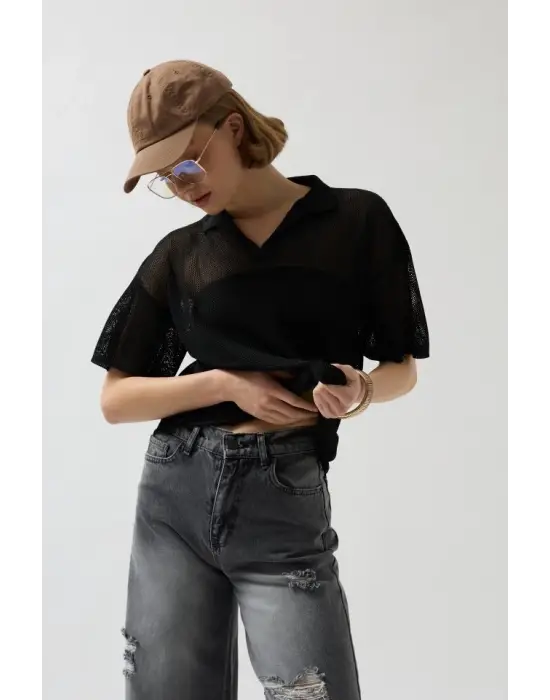 Omarı Şeffaf Transparan T-Shirt