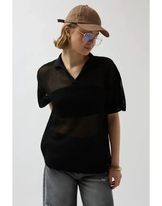 Omarı Şeffaf Transparan T-Shirt