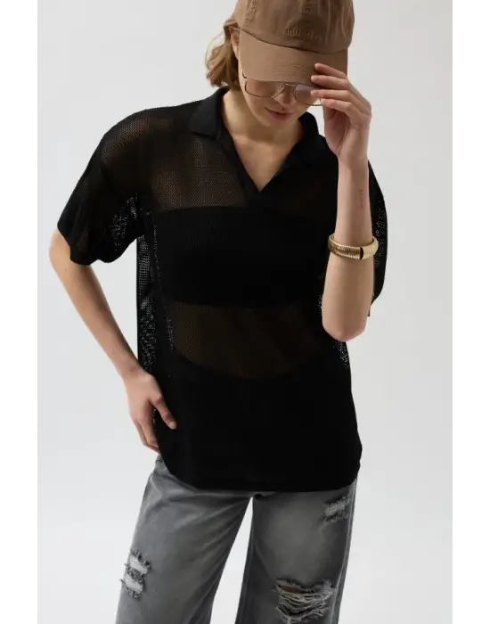 Omarı Şeffaf Transparan T-Shirt