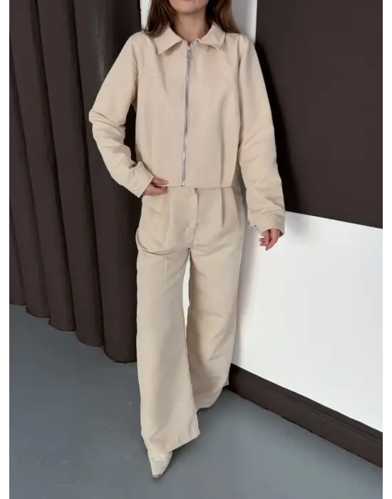 Trenç takım alt üst bej ons