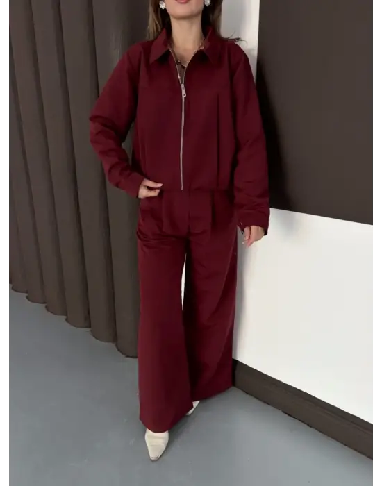 Trenç takım alt üst bordo ons