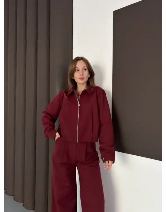 Trenç takım alt üst bordo ons