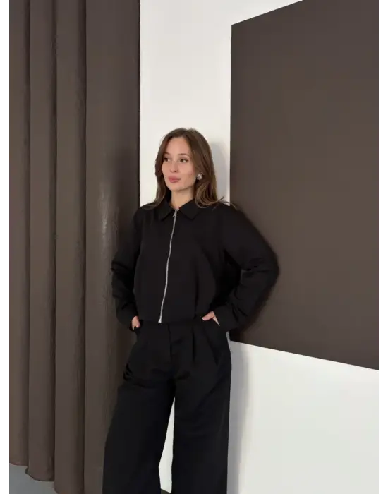 Trenç takım alt üst siyah ons