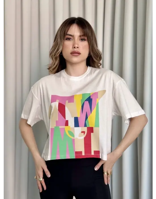 Omarı Trendy ve Tarz Crop Tişört