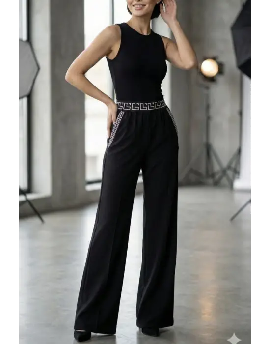 Trend Genç Paçalı Ithal Krep Pantolon