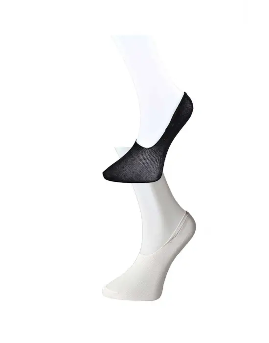 Omarı Çoklu Pakette Siyah ve Beyaz Kadın Babet Çorap Seti