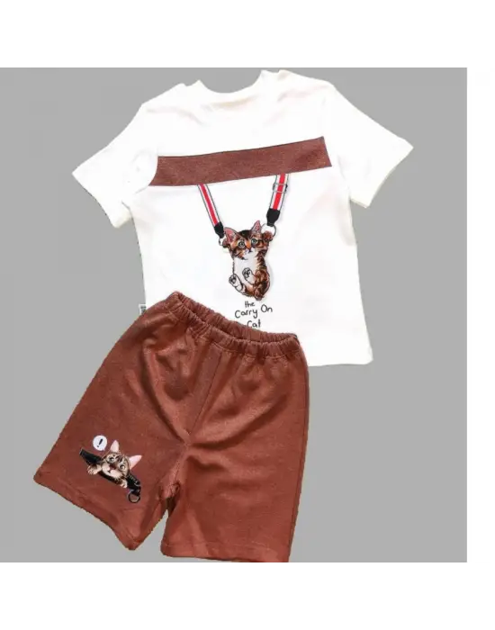 Trend Kedi Baskılı Bebek Takımı