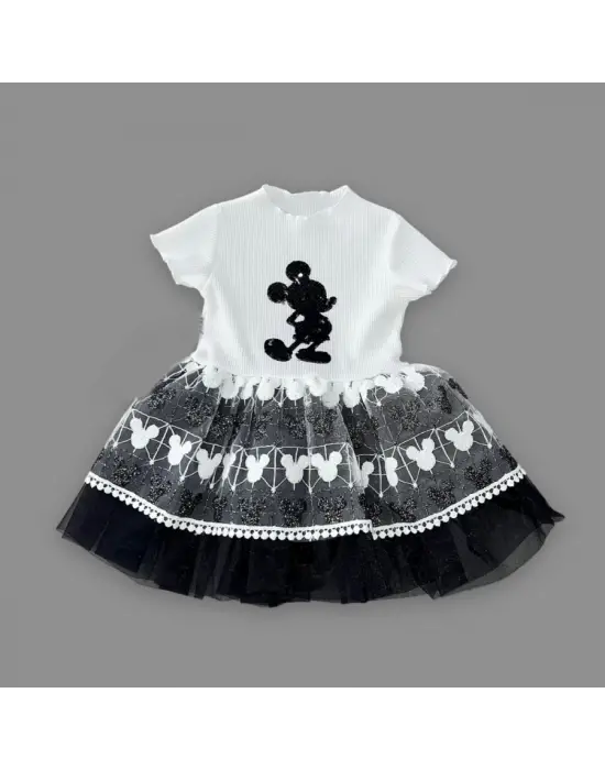 Trend Kız Bebek Elbisesi Mickey Baskılı