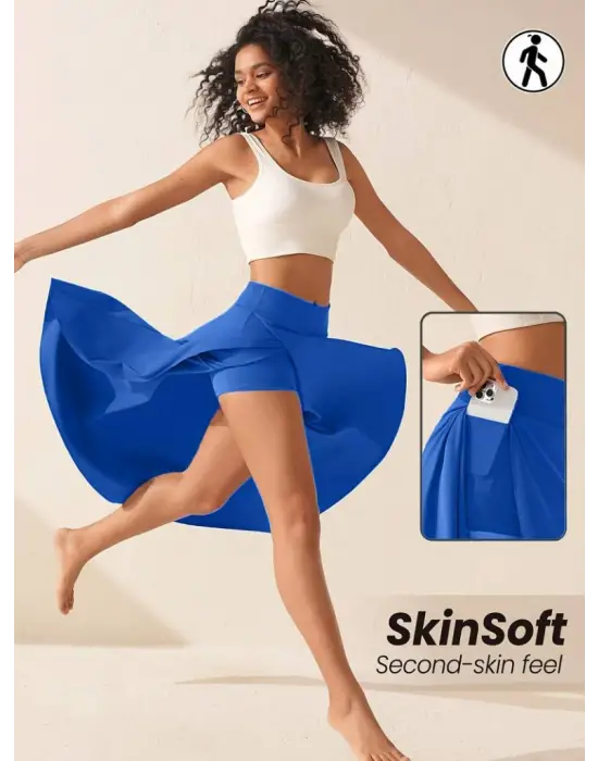 Omarı Yüksek Bel Tasarım Etekli Tayt