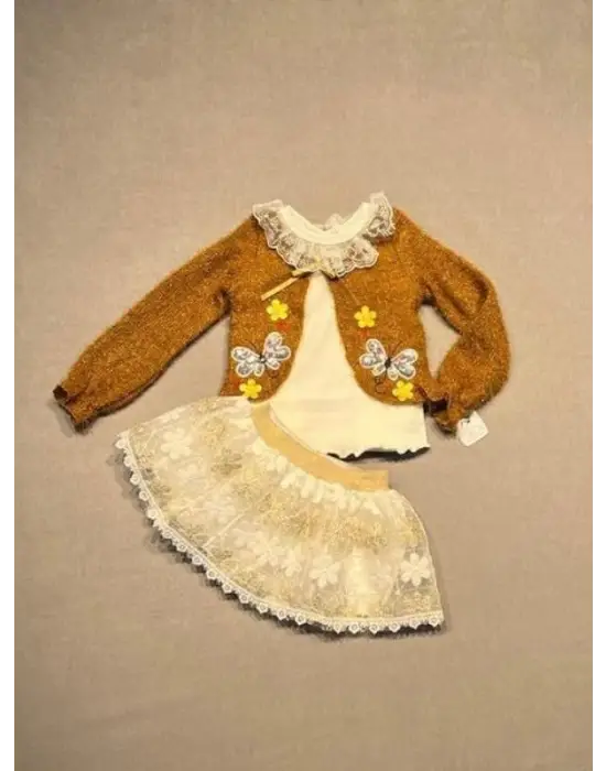 Omarı Kız Çocuk 3lü Hardal Renk Sweat Takımı