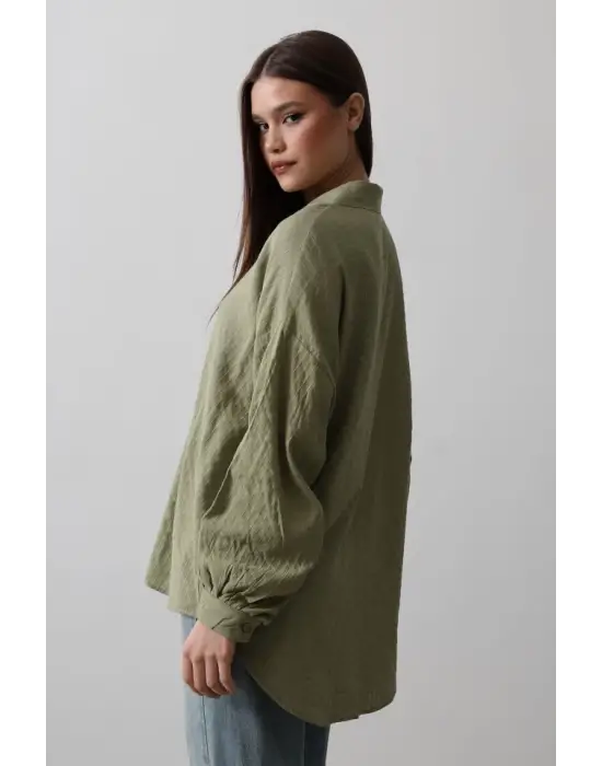 Omarı Şık Çizgili Uzun Kol Gömlek