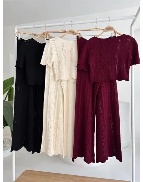 Omarı Şık Triko Bluz Pantolon Takımı