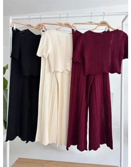 Omarı Şık Triko Bluz Pantolon Takımı