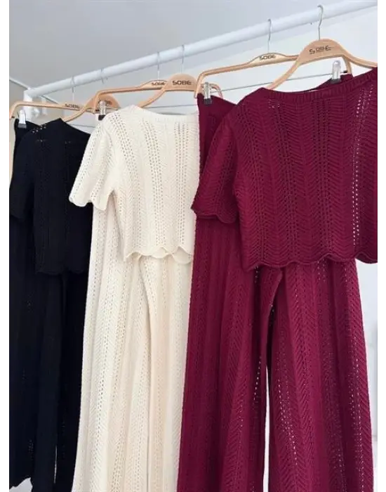 Omarı Şık Triko Bluz Pantolon Takımı