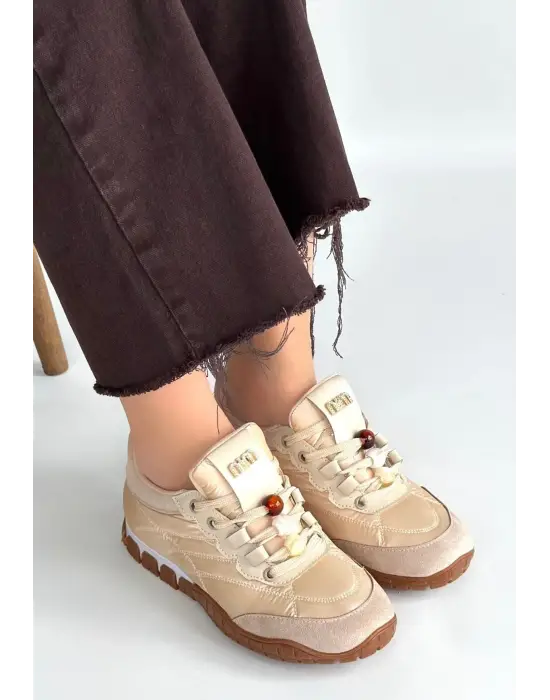 Tues Bej Nubuk Bağcıklı Spor Ayakkabı