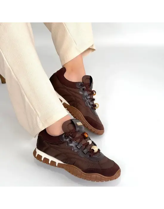 Tues Kahverengi Nubuk Bağcıklı Spor Ayakkabı