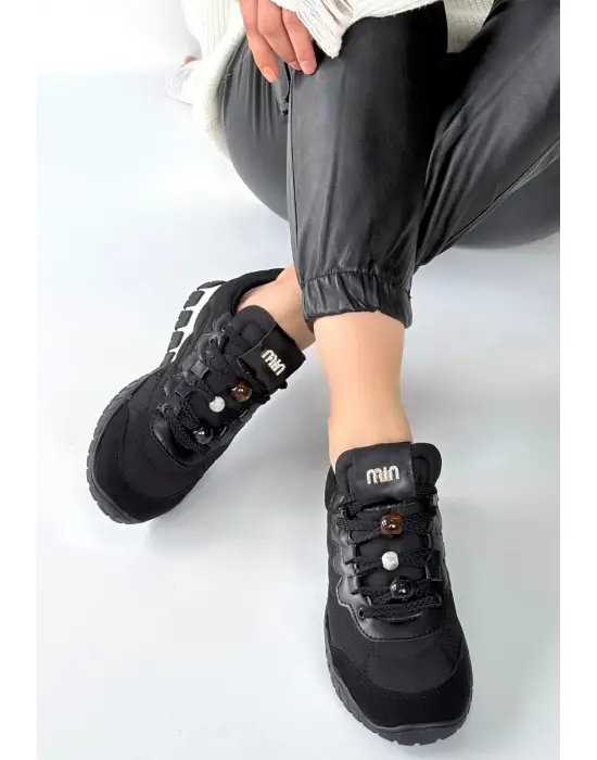 Tues Siyah Nubuk Bağcıklı Spor Ayakkabı