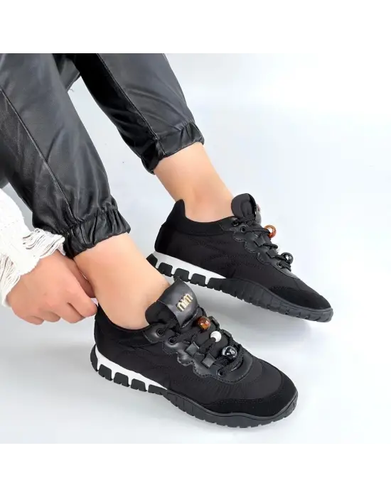 Tues Siyah Nubuk Bağcıklı Spor Ayakkabı