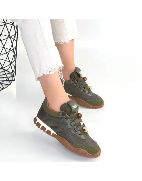 Tues Yeşik Nubuk Bağcıklı Spor Ayakkabı