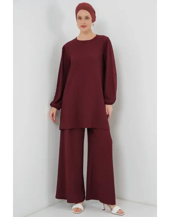 Tunik Pantolon Alt Üst Takım 6663 - Bordo