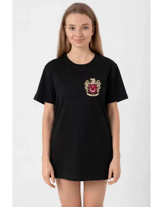 Omarı Türk Arma Desenli Siyah T-shirt