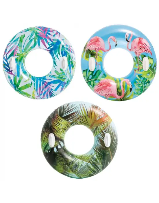 Omarı Şeffaf Çiçek Desenli Tutma Saplı Simit Şezlong 97 cm