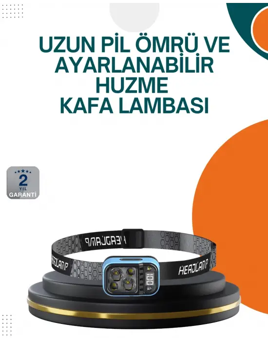 Type C Şarjlı Led Kafa Lambası Güç Göstergeli 53 Modlu