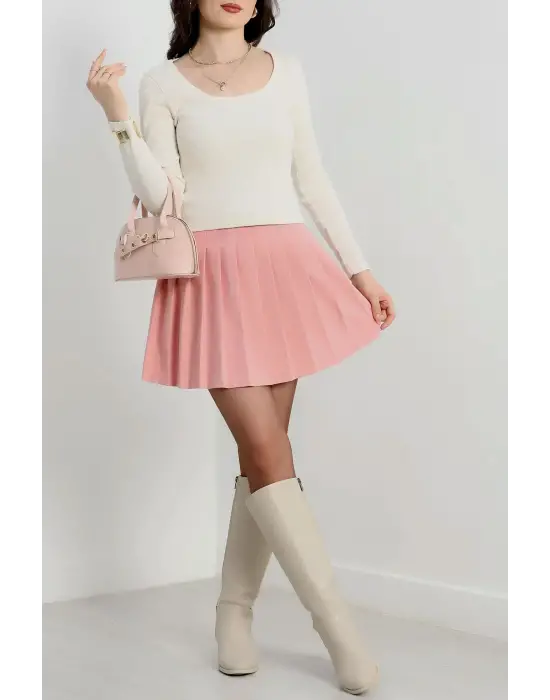 U yaka kaşkorse bluz beyaz A132