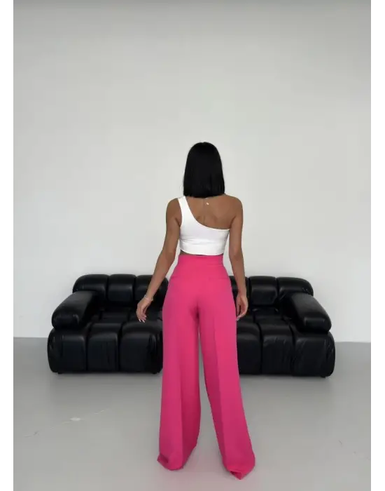 Üç Düğme Detayli Palazzo Pantolon