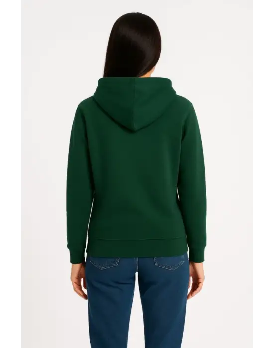 Üç İplik Kapüşonlu Kanguru Çepli SweatShirt Hoodie - Haki