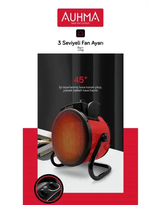 Ultra Güçlü 3000 Watt Taşınabilir Elektrikli Portatif Isıtıcı Soba Sıcak Hava Üfleyen Fan Radyatör