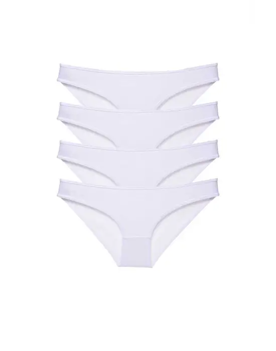 Omarı Yumuşak Likralı Beyaz Kadın Slip Külot Seti