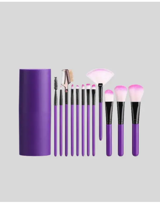 Ultra Yumuşak 12’li Makyaj Fırça Seti – Dökülme Yapmaz, Dalin Şampuan İle Temizlenebilir