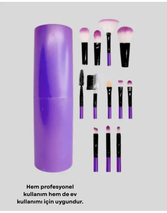 Ultra Yumuşak 12’li Makyaj Fırça Seti – Dökülme Yapmaz, Dalin Şampuan İle Temizlenebilir