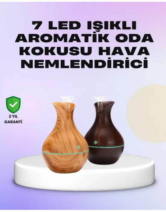 Ultrasonik Ahşap Desenli 130ml Aromaterapi Difüzör Ve Hava Nemlendirici