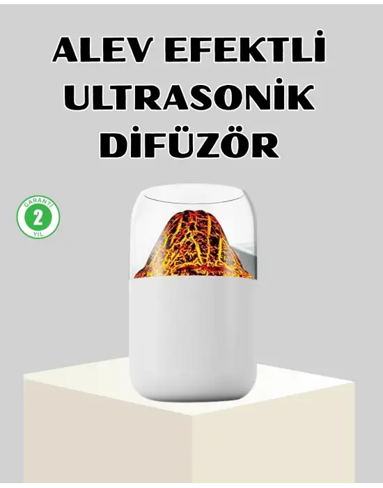 Ultrasonik Alev Efektli Aromaterapi Difüzörü Usb Şarjlı Ve Otomatik Kapanma Özellikli