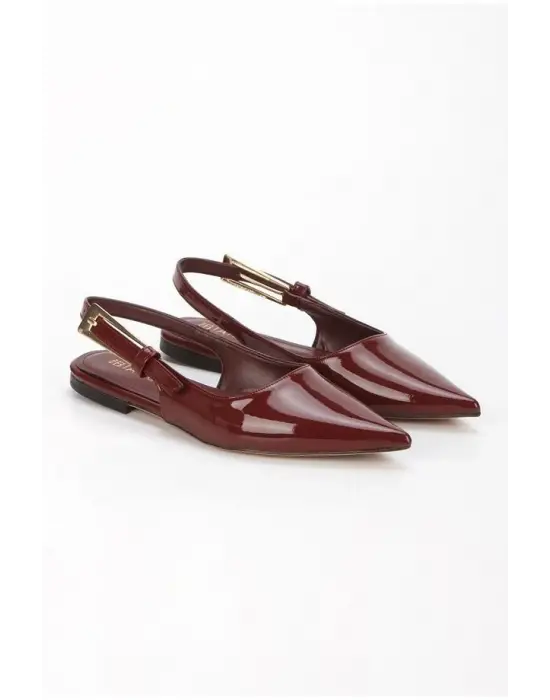 Omarı Modern ve Şık Bordo Rugan Babet Ayakkabı