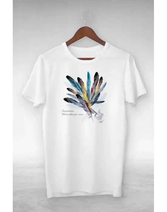 Omarı Beyaz Oversize Baskılı T-Shirt